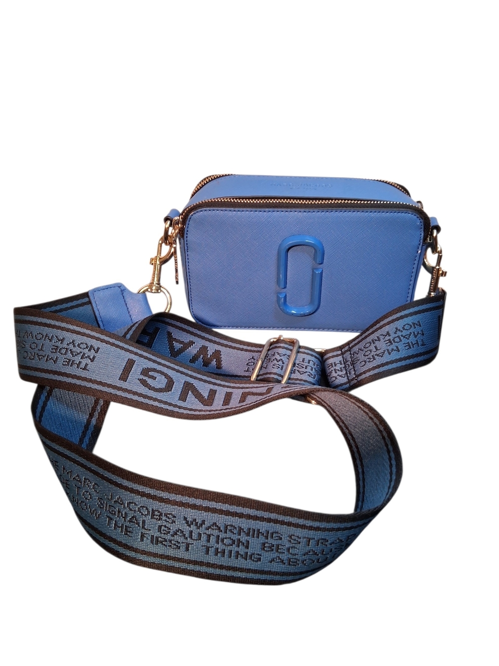Marc Jacobs Blue Leather Crossbody Camera Bag with Branded Strap